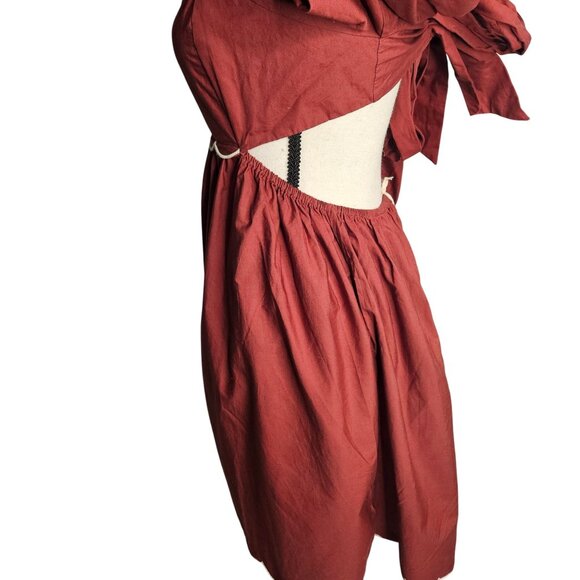 Anthropologie Cottagecore Boho Babydoll Puff Sleeve Red NWT‎ Wedding Prom Med - Picture 5 of 10